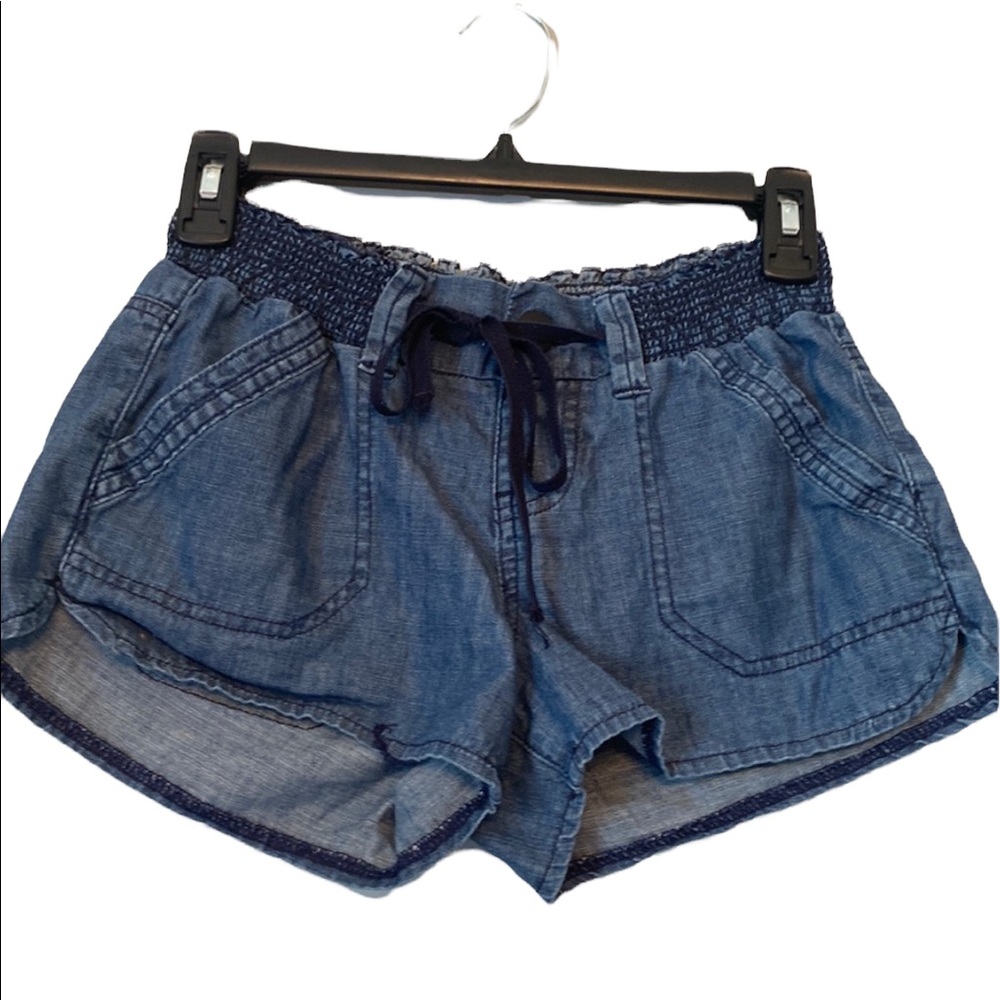 Wishful Park Blue Denim Elastic Waist Shorts